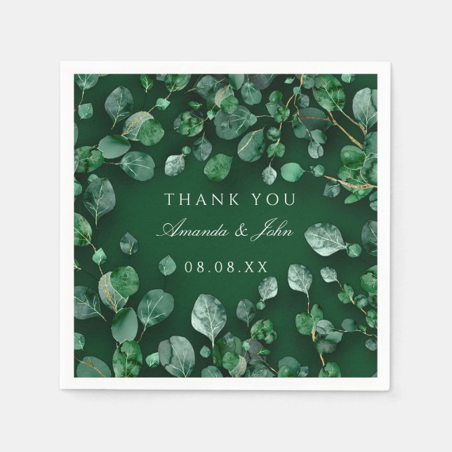 Woodland Greenery Eucaliptus Rustic Bröllop Händel Pappersservett (Framsidan)