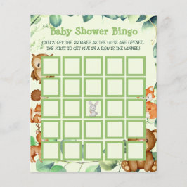 Woodland Greenery Eucalyptus Baby Shower Bingo Flygblad
