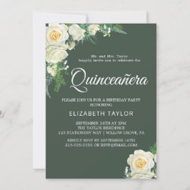 Woodland Greenery Hunter Grönt Quinceañera Inbjudningar