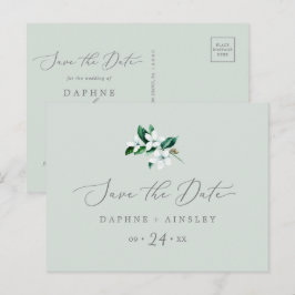 Woodland Greenery | Mint Save Date Postcard Inbjudan Vykort