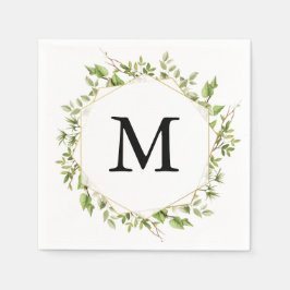 Woodland Greenery Monogram Cocktail Napkin Pappersservett