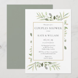 Woodland Greenery Par Baby Shower|Sprinkle Inbjudningar