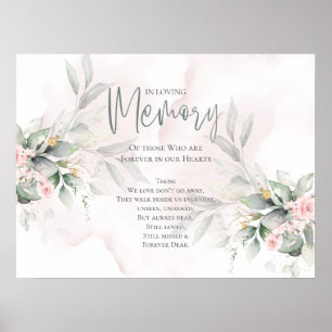 Woodland Greenery Rosa ros Bröllop Memorial Poster