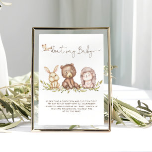 Woodland Greenery Säg inte att Baby Game Poster