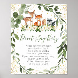 Woodland Greenery Säg inte Baby Game Poster