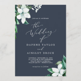 Woodland Greenery | Tunga blått Bröllop Inbjudningar