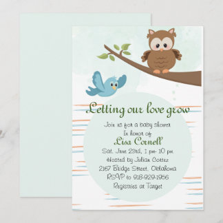 Woodland Greenery Uggla Boy Shower-inbjudan Inbjudningar