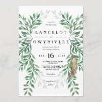 Woodland Greenery woodpecker rustic inbjudan