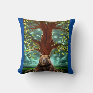 WOODLAND GRIZZLY BEAR PILLOW KUDDE