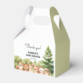 Woodland Grönt Sage Animals Baby Shower Presentaskar