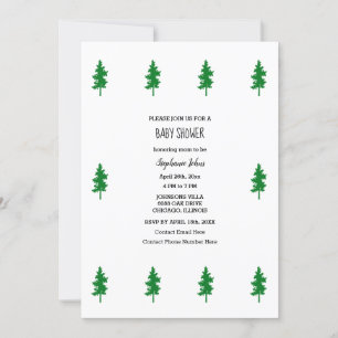 Woodland Grönt Träd Boho Baby Shower Boys Girls Inbjudningar