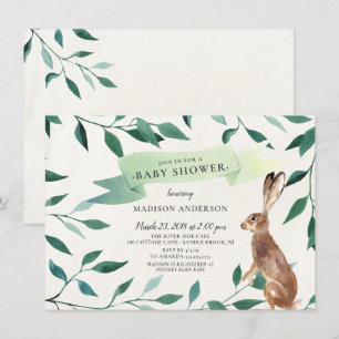 Woodland Hare Neutralt Baby Shower Inbjudningar