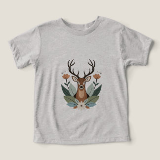 Woodland Harmony – Boho Deer Botanical Illustratio T Shirt