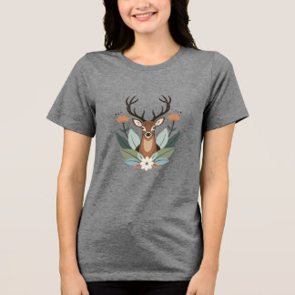 Woodland Harmony – Boho Deer Botanical Illustratio T Shirt