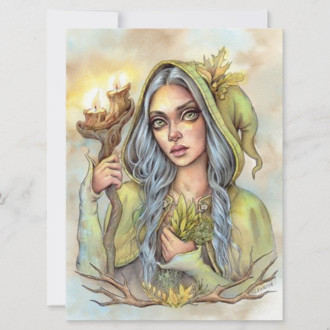 Woodland Healer Fantasy Fae Enchantress Art Card (Framsida)