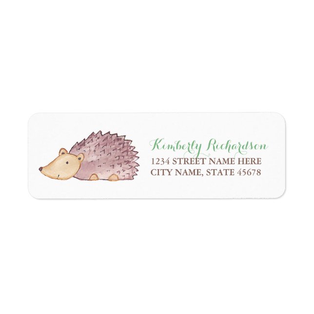 Woodland Hedgehog Address Label Returadress Etikett (Framsidan)