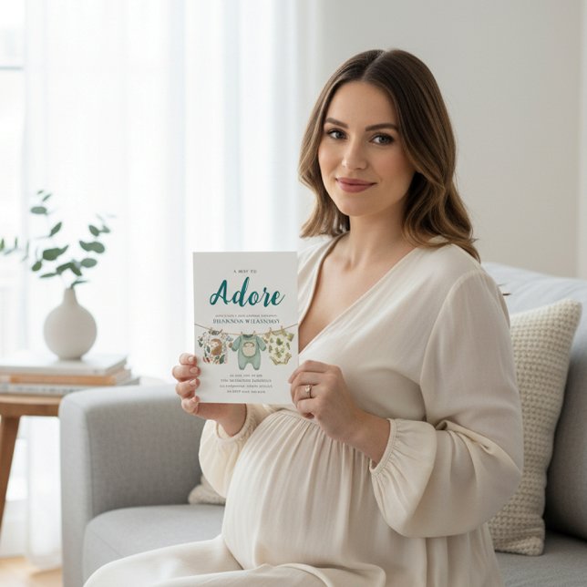 Woodland Hedgehog Baby Clothes A Boy To Adore Inbjudningar (Skapare uppladdad)