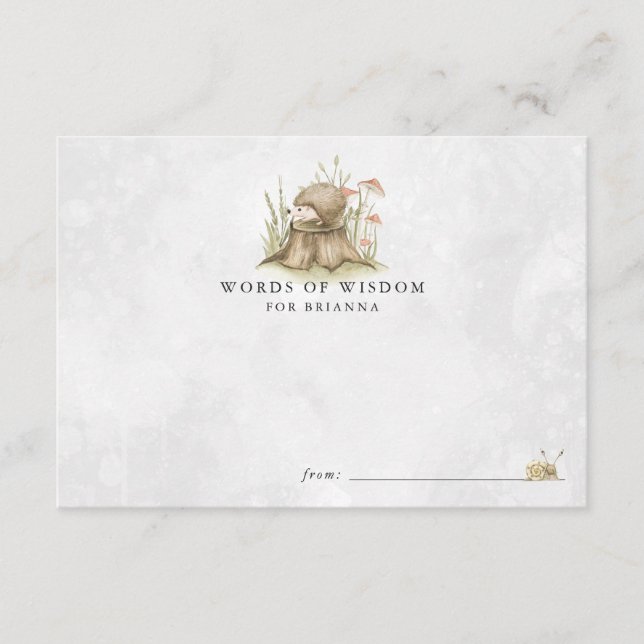 Woodland Hedgehog Baby Shower Advice-kort Tilläggskort (Framsida)