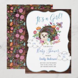 Woodland Hedgehog Baby Shower-inbjudan Rustic Inbjudningar