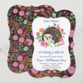 Woodland Hedgehog Baby Shower Inbjudningskort Rust