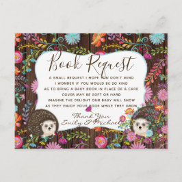Woodland Hedgehog BOK Request Dikt 4 Baby Shower Vykort