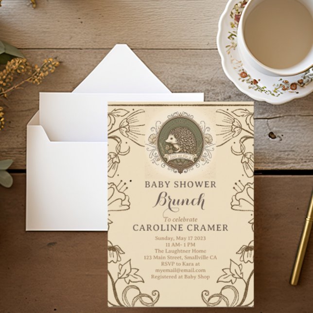 Woodland Hedgehog Boys Baby Shower Brunch Inbjudningar (Skapare uppladdad)