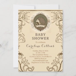 Woodland Hedgehog Boys Storybook Baby Shower Inbjudningar