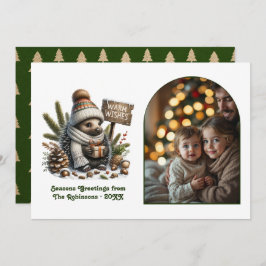 Woodland Hedgehog Cozy Forest Christmas Photo Julkort