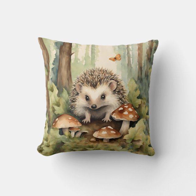 Woodland Hedgehog Gender Neutral Kudde (Framsida)
