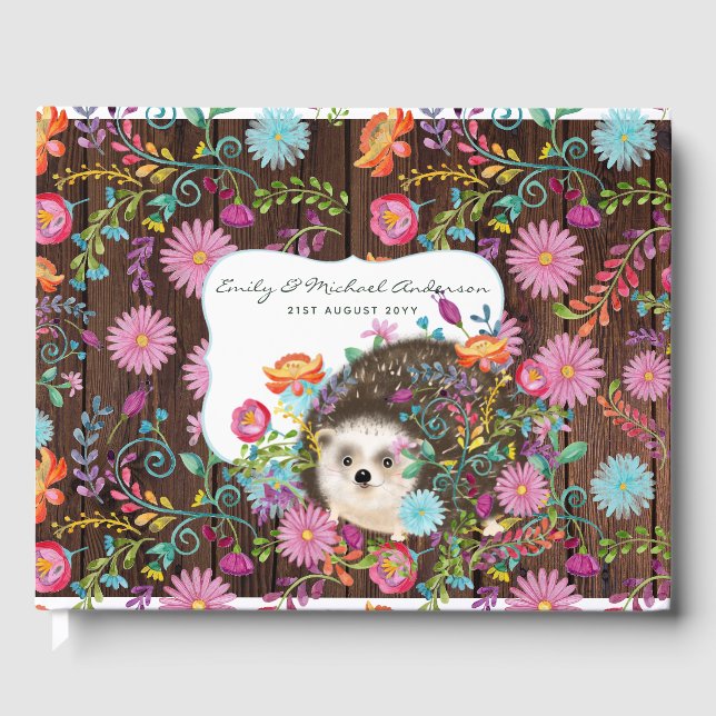 Woodland Hedgehog Guest Bok Rustic Cute (Framsida)