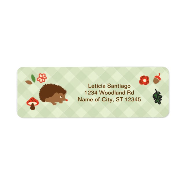 Woodland Hedgehog Label Returadress Etikett (Framsidan)