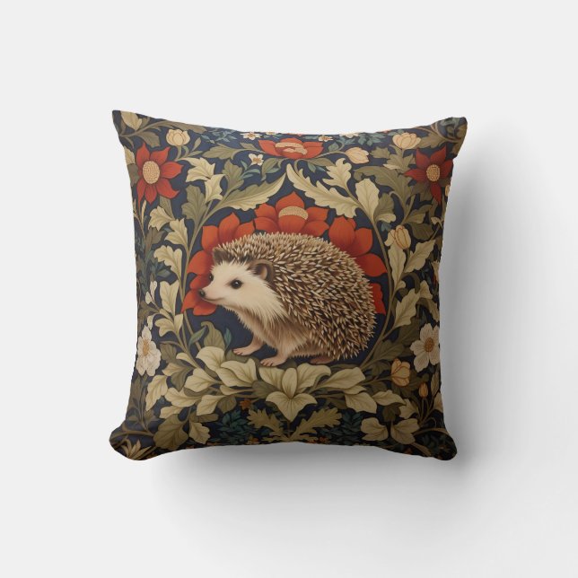 Woodland Hedgehog William Morris Inspired Kudde (Framsida)