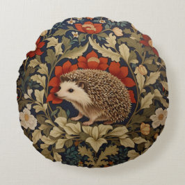 Woodland Hedgehog William Morris Inspired Rund Kudde