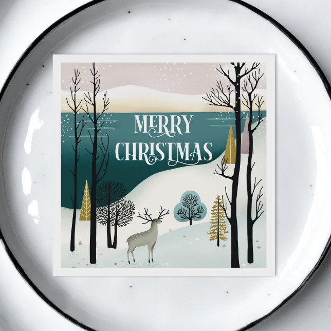 Woodland Helgdag | Snowy Julskogen Party Pappersservett (Skapare uppladdad)