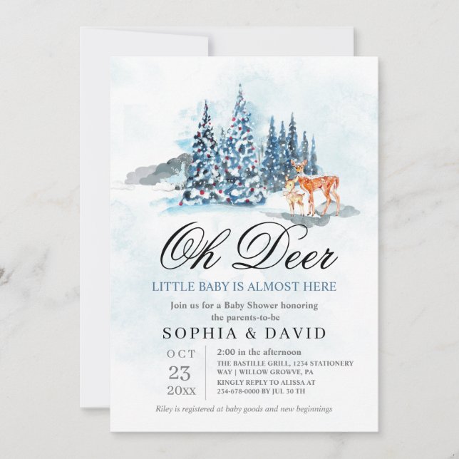  Woodland Hills Oh Deer Baby Shower Inbjudningar (Framsida)