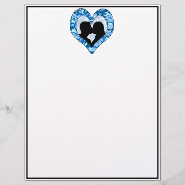 Woodland Himlar Blue Camouflage Kissing par (Framsida)