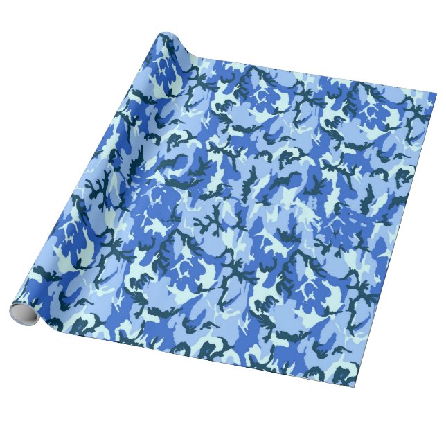 Woodland Himlar Blue Camouflage Presentpapper (Utrullad)