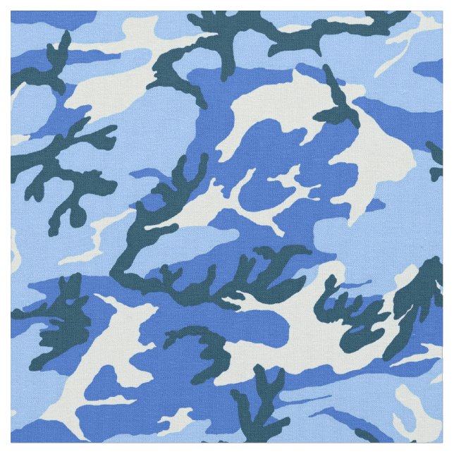 Woodland Himlar Blue Camouflage Tyg (Närbild)