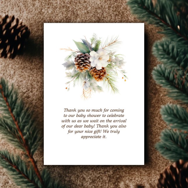 Woodland Hjort Animal Baby Shower Tack Kort (Winter Deer Gender Neutral Baby Shower Thank You)