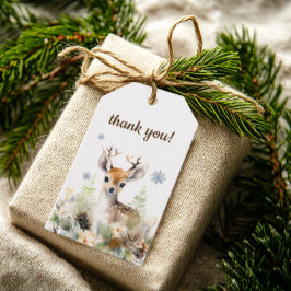 Woodland Hjort Animal Baby Shower Tack Presentetikett