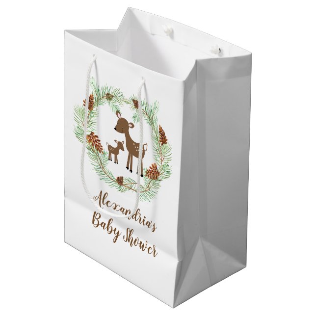 Woodland Hjort Animals Baby Shower Gift Bag (Framsidan Vinklad)