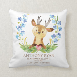 Woodland Hjort Baby Birth Stats Pillow Kudde