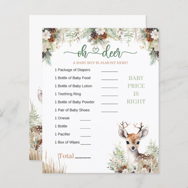 Woodland Hjort Baby Shower Boy Game (Fram/baksida)