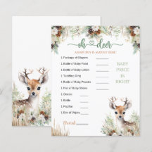 Woodland Hjort Baby Shower Boy Game