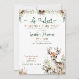 Woodland Hjort Baby Shower Boy Inbjudningar