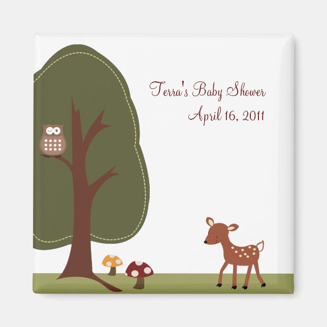 WOODLAND HJORT Baby Shower-favoritmagnet Magnet (Framsidan)