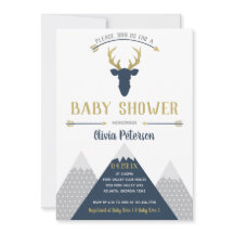 Woodland Hjort Baby Shower-inbjudan, Faux Foil
