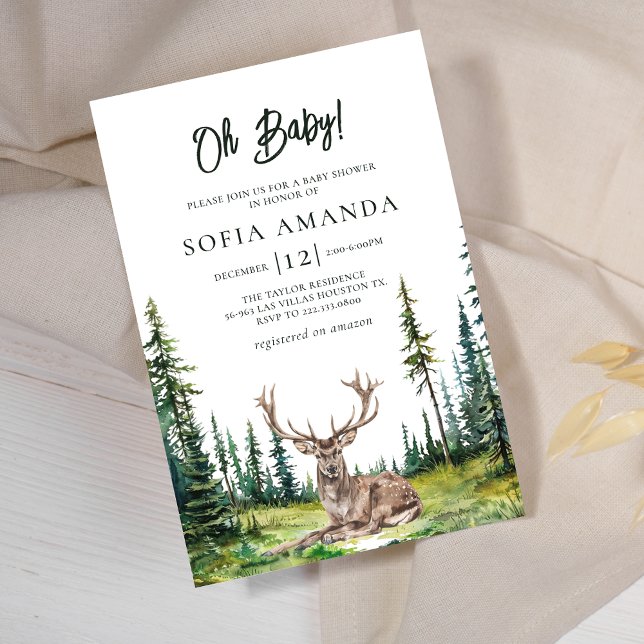 Woodland Hjort Baby Shower Inbjudningar (Skapare uppladdad)