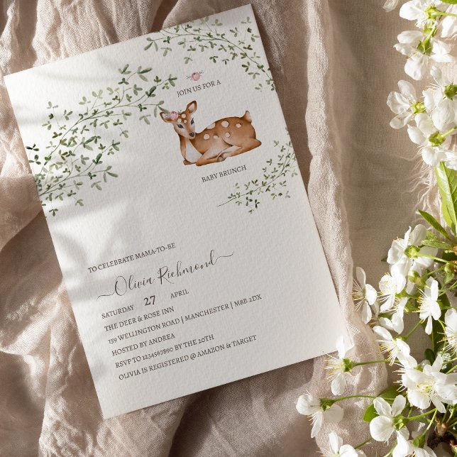 Woodland Hjort Baby Shower Inbjudningar (Skapare uppladdad)