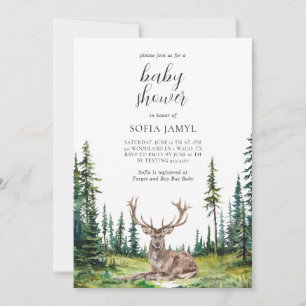 Woodland Hjort Baby Shower Inbjudningar